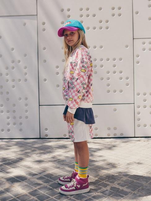 儿童粉色印花卫衣