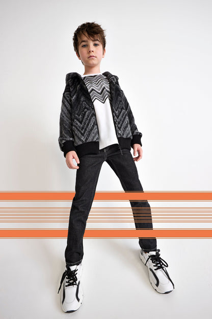Missoni 男童白色之字形 T 恤