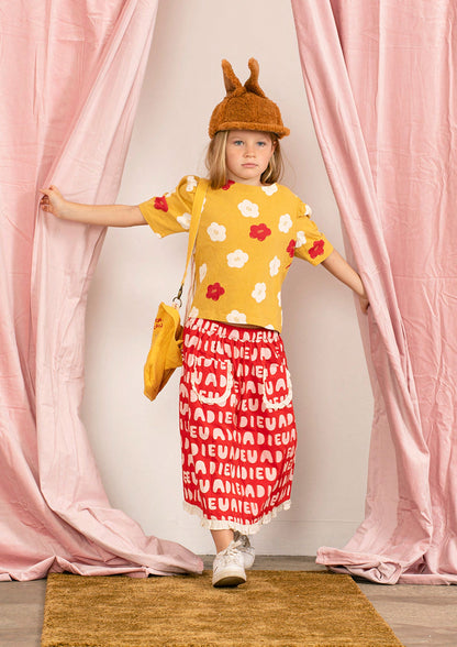 Girls Yellow Flowers Cotton T-Shirt