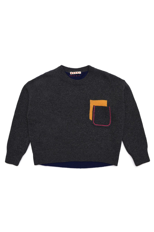 女童深灰色羊毛毛衣