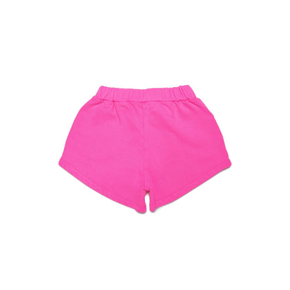 女童荧光粉Logo棉短裤