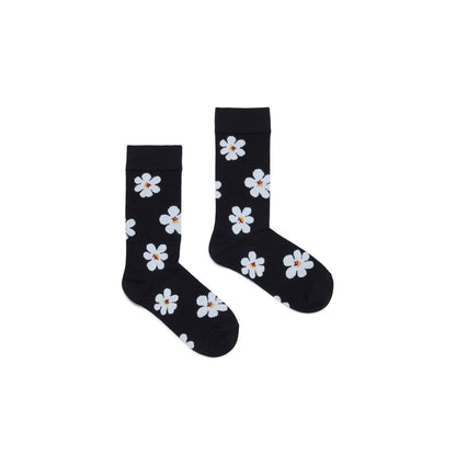 女童黑色花朵棉袜