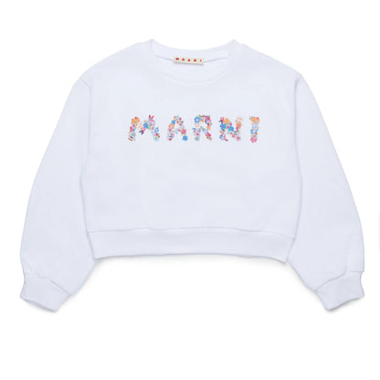 女童白色Logo棉卫衣