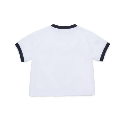 女童白色印花Logo棉T恤