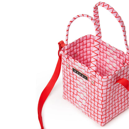 女童粉色编织手提包(高17x宽18x深12cm)