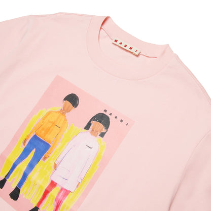 女童粉色印花棉T恤