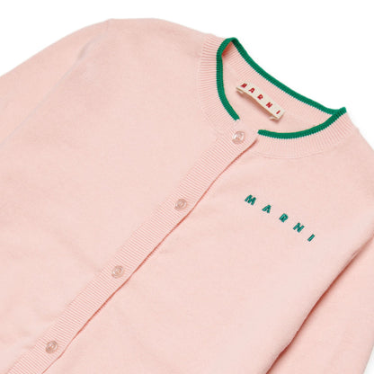 女童粉色刺绣Logo棉针织开衫