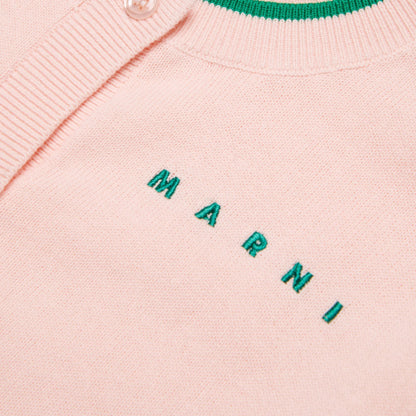 女童粉色刺绣Logo棉针织开衫