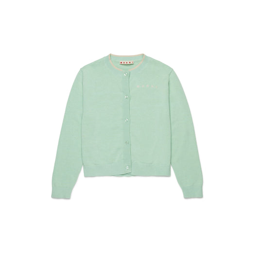 女童浅绿色棉针织开衫