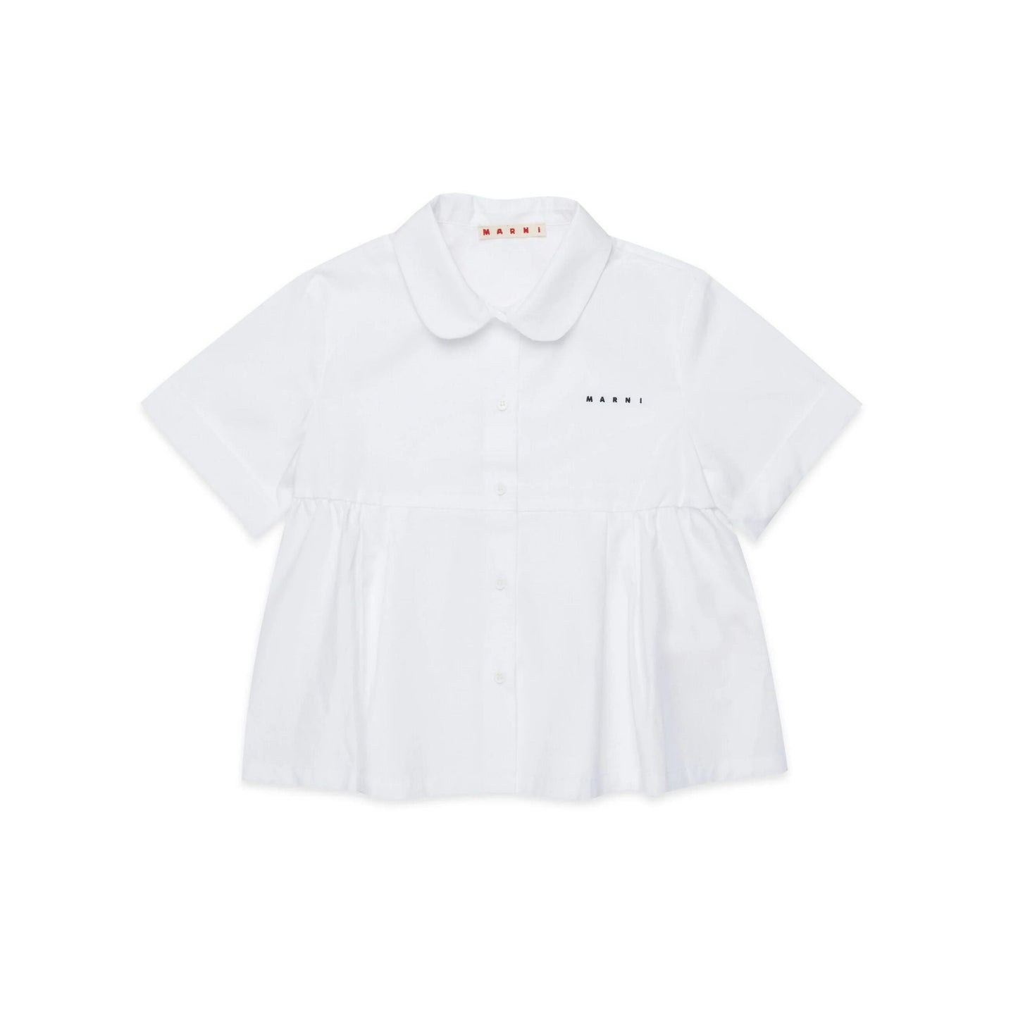 女童白色刺绣Logo棉衬衫