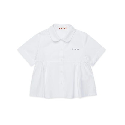 女童白色刺绣Logo棉衬衫