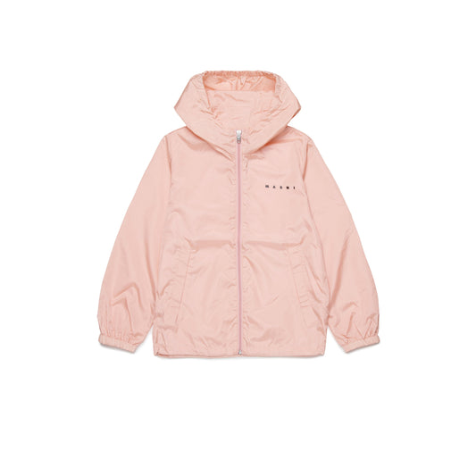 女童粉色连帽拉链夹克