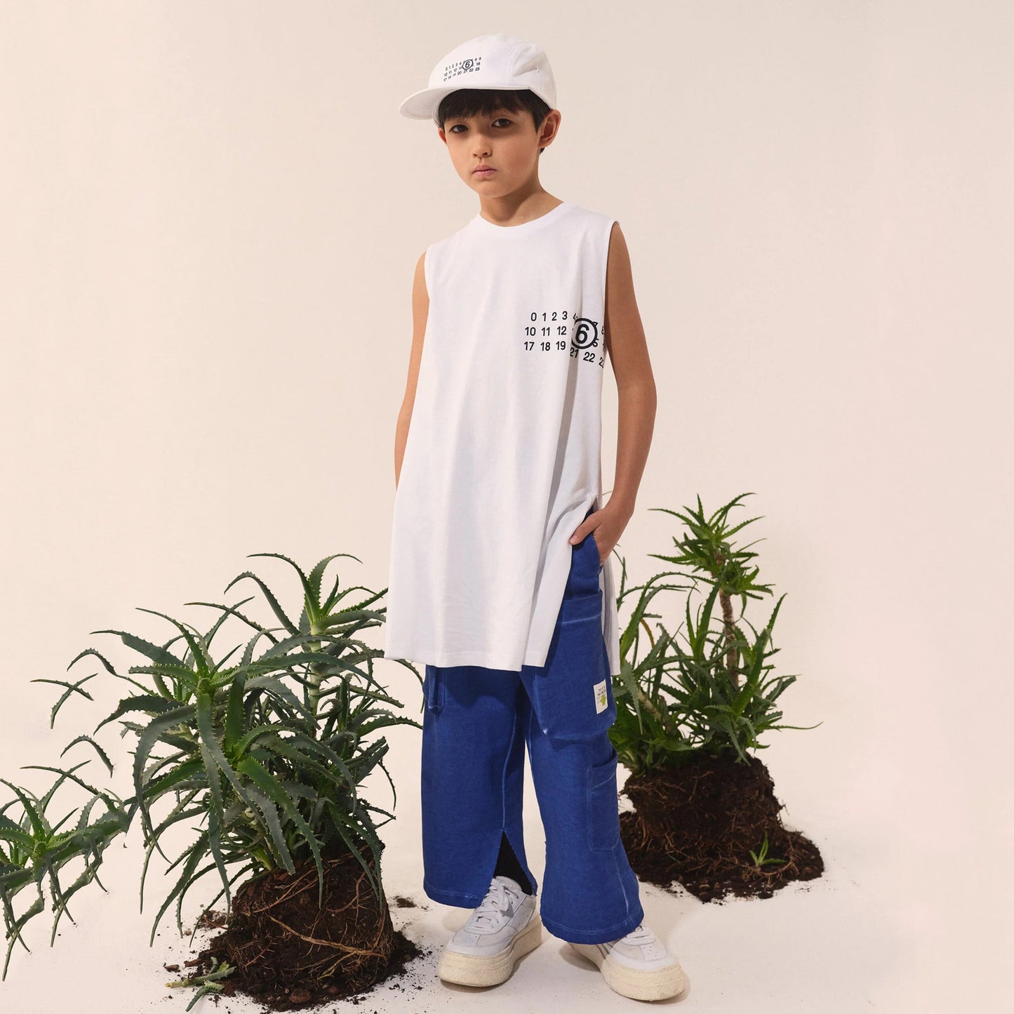 儿童白色Logo棉连衣裙