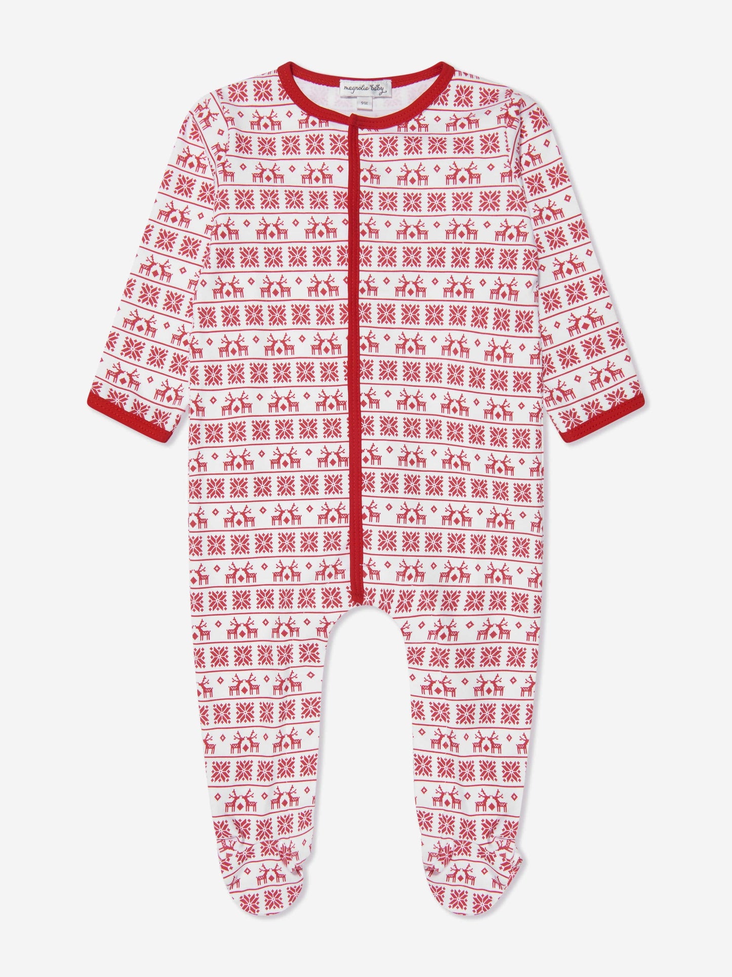 Magnolia Baby 婴儿 Fair Isle 婴儿连体衣（红色）