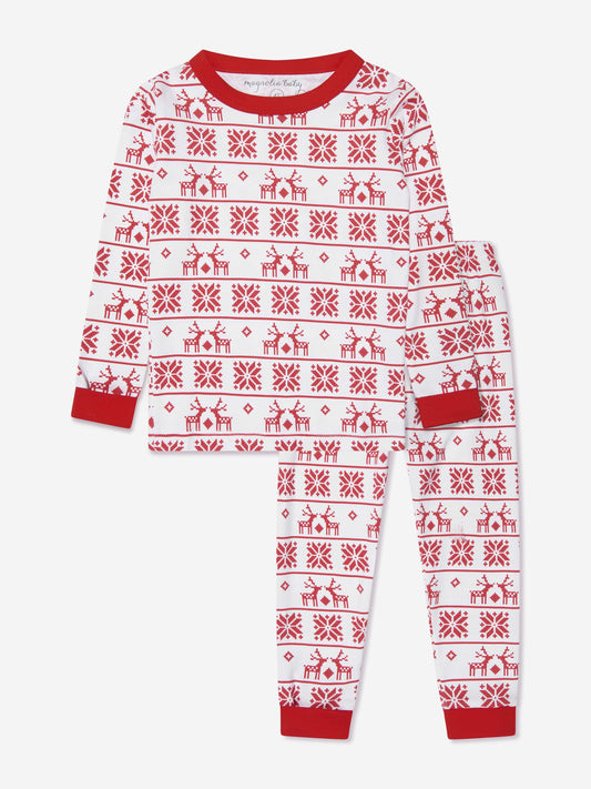 Magnolia Baby 儿童 Fair Isle 长款睡衣（红色）
