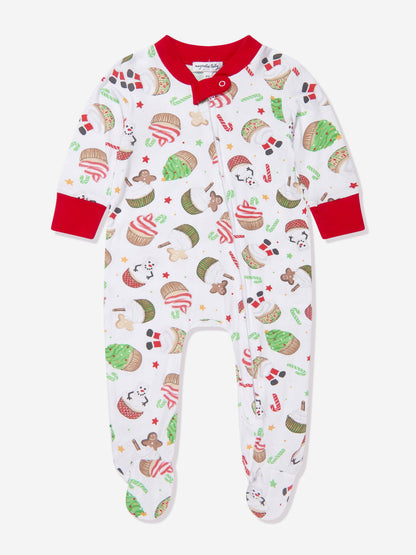 木兰宝宝节日纸杯蛋糕拉链婴儿连体衣（白色）