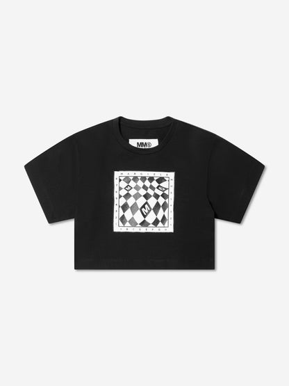 MM6 Maison Margiela 儿童短款徽标印花 T 恤（黑色）