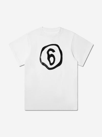 MM6 Maison Margiela 儿童白色徽标 T 恤连衣裙