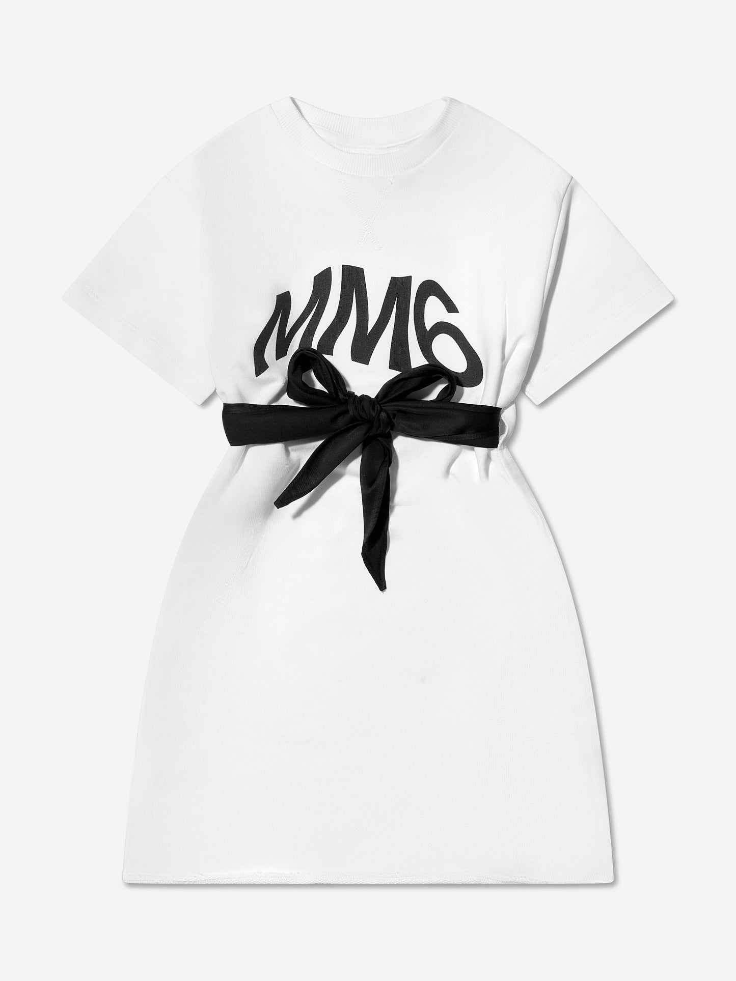 MM6 Maison Margiela 儿童白色徽标 T 恤连衣裙