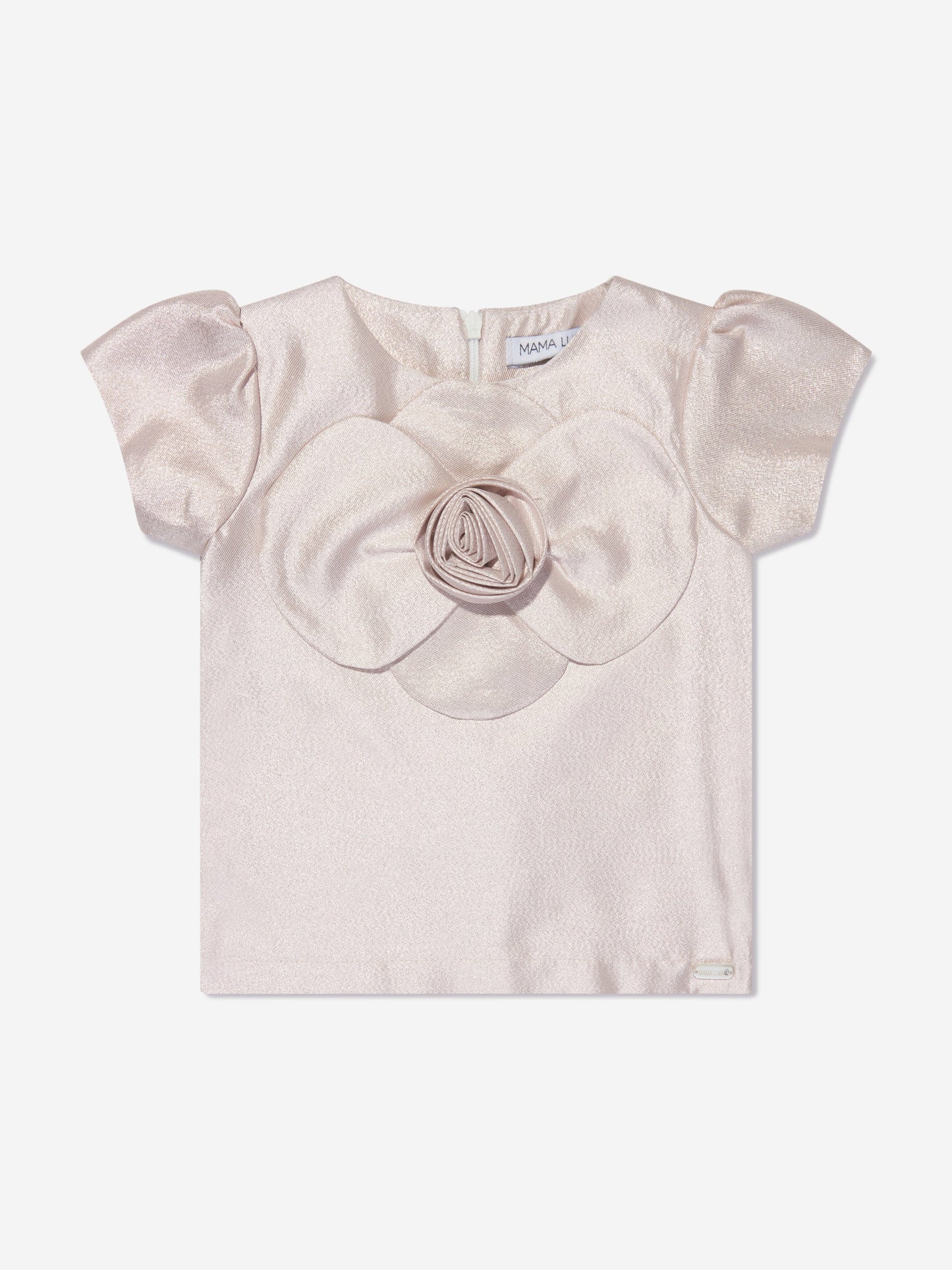 Mama Luma 女童金色提花上衣和短裙套装