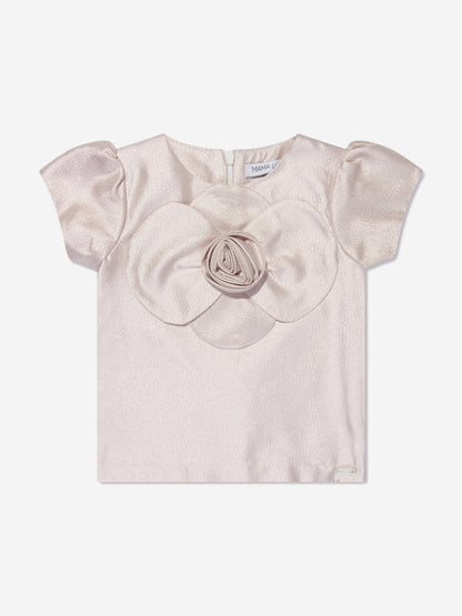 Mama Luma 女童金色提花上衣和短裙套装