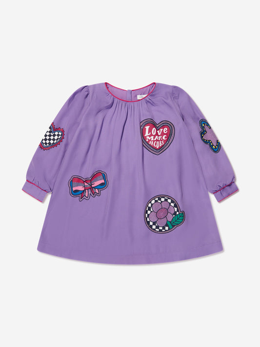 MARC JACOBS 女童徽章印花连衣裙（紫色）