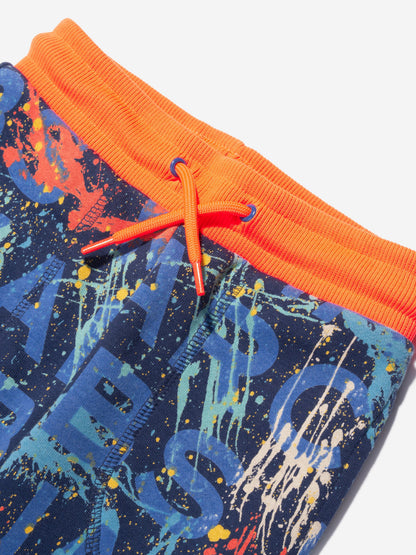 MARC JACOBS 男童蓝色 Paint Monogram 慢跑裤