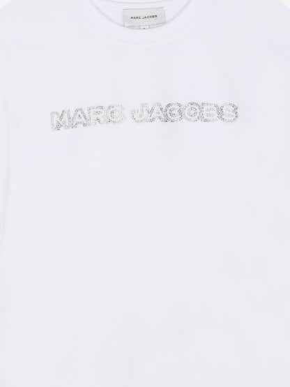 MARC JACOBS 女童长袖钻石徽标 T 恤（白色）