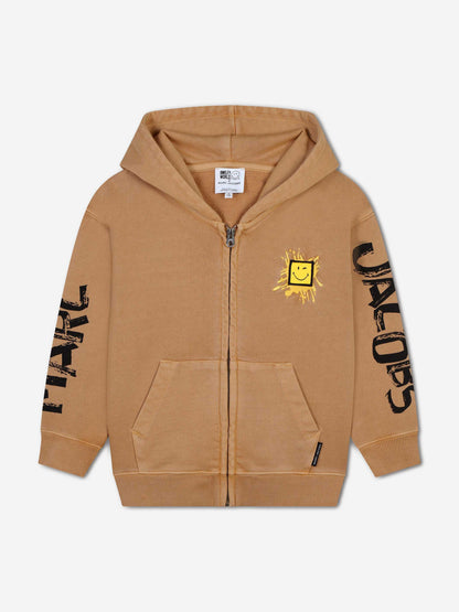 MARC JACOBS Kids Smiley Zip Up Top in Brown