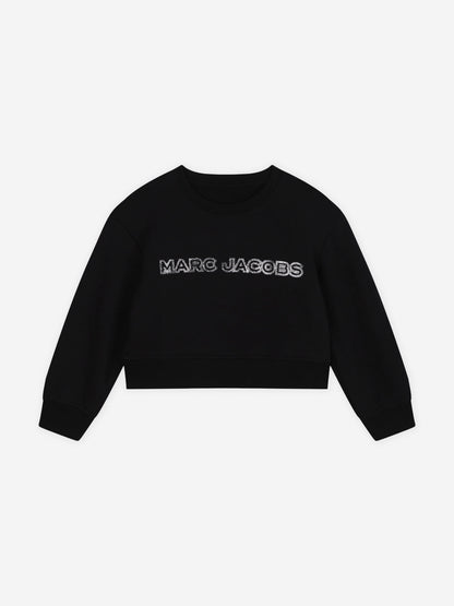 MARC JACOBS 女童 Diamante 徽标短款运动衫（黑色）