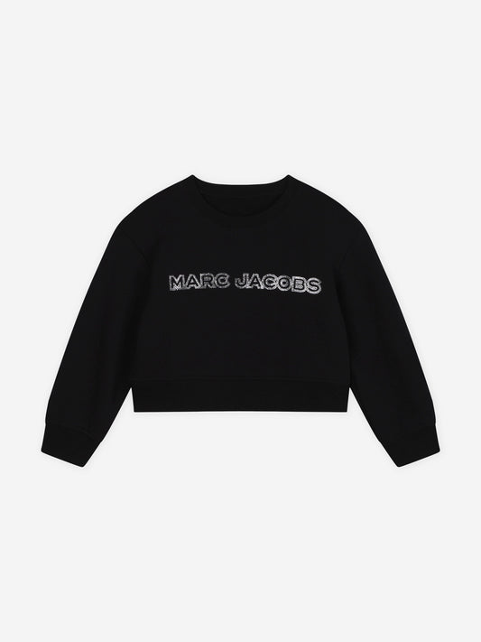 MARC JACOBS 女童 Diamante 徽标短款运动衫（黑色）