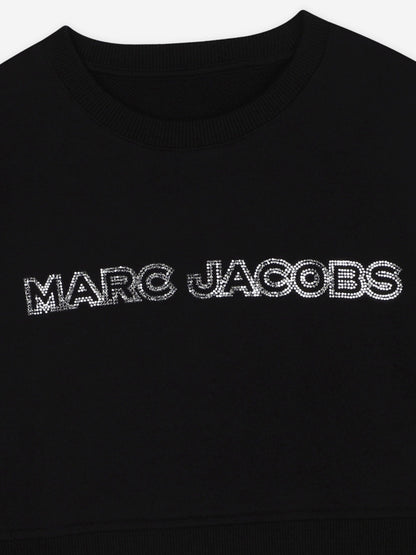 MARC JACOBS 女童 Diamante 徽标短款运动衫（黑色）