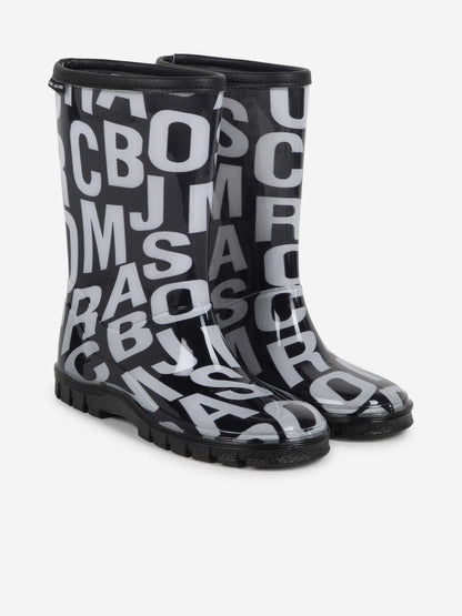 MARC JACOBS 儿童徽标雨靴（黑色）