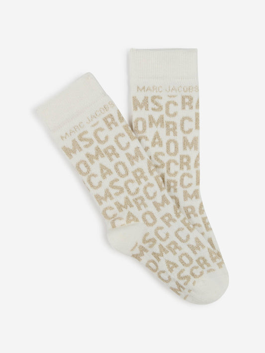 MARC JACOBS 女童字母提花袜子（象牙色）