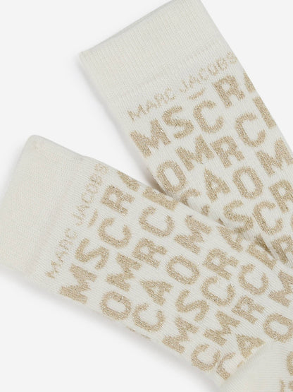 MARC JACOBS 女童字母提花袜子（象牙色）