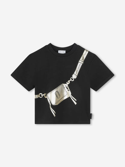 MARC JACOBS 女童 Snapshot 包袋印花 T 恤（黑色）