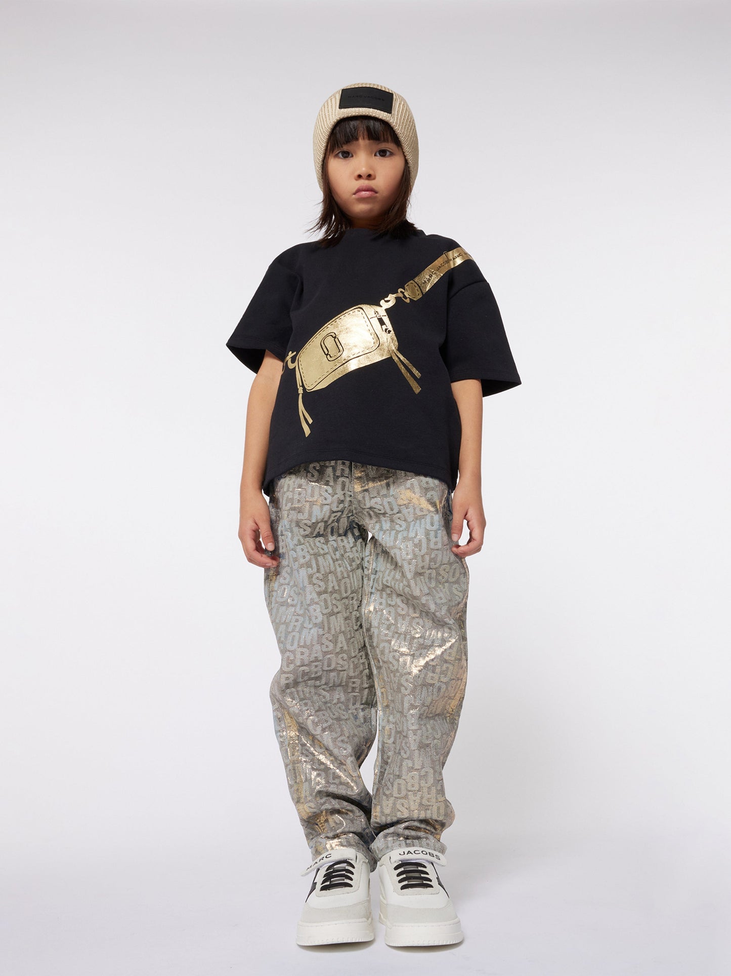 MARC JACOBS 女童 Snapshot 包袋印花 T 恤（黑色）