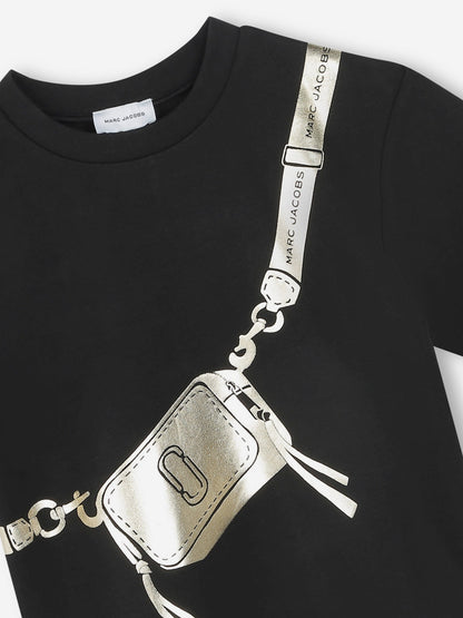 MARC JACOBS 女童 Snapshot 包袋印花 T 恤（黑色）