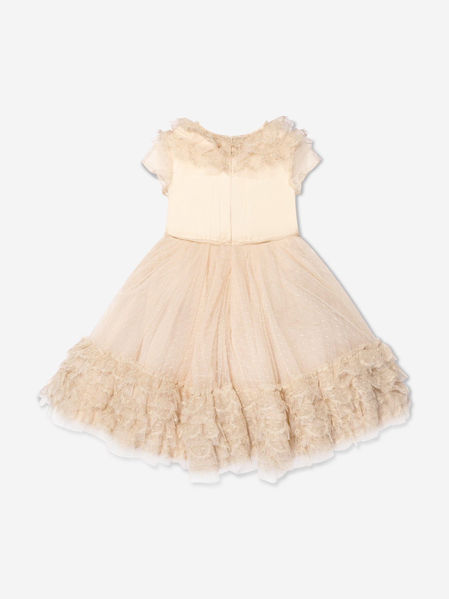 Marchesa 女童奶油色 Plumetis 薄纱礼服