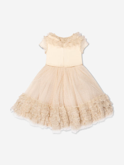 Marchesa 女童奶油色 Plumetis 薄纱礼服