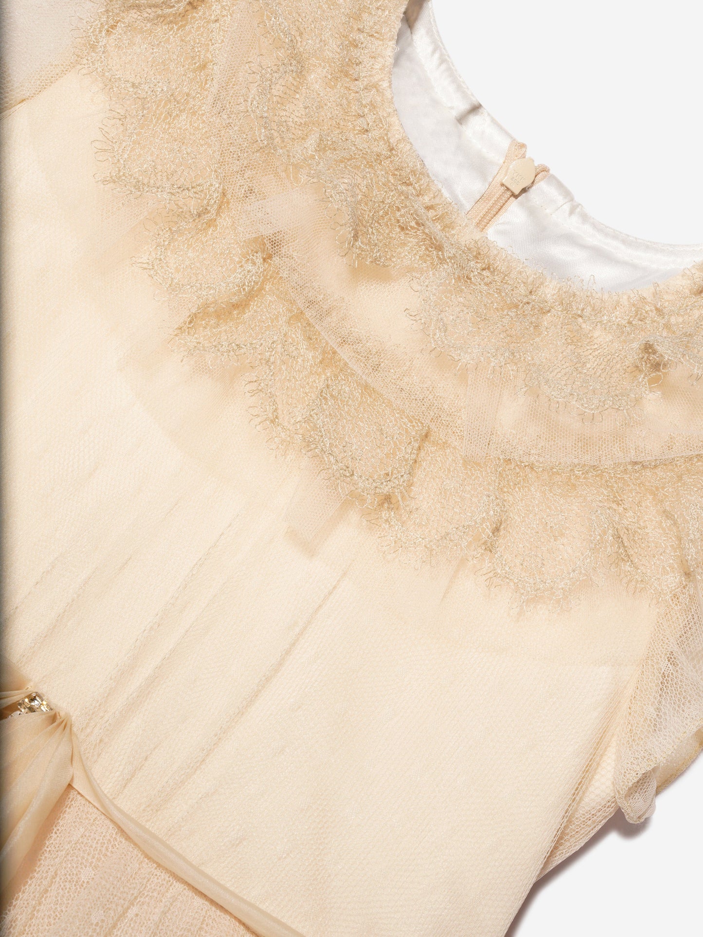 Marchesa 女童奶油色 Plumetis 薄纱礼服