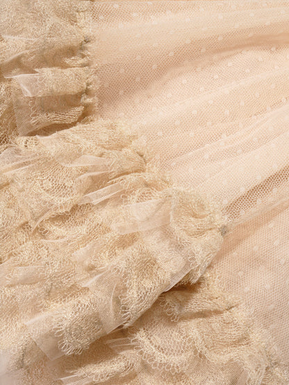 Marchesa 女童奶油色 Plumetis 薄纱礼服