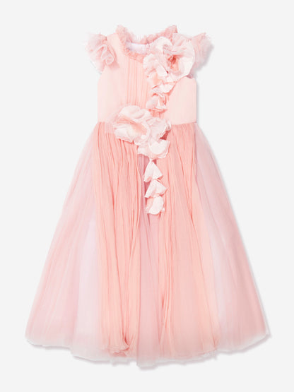Marchesa 女童花朵缀饰乔其纱礼服（粉色）