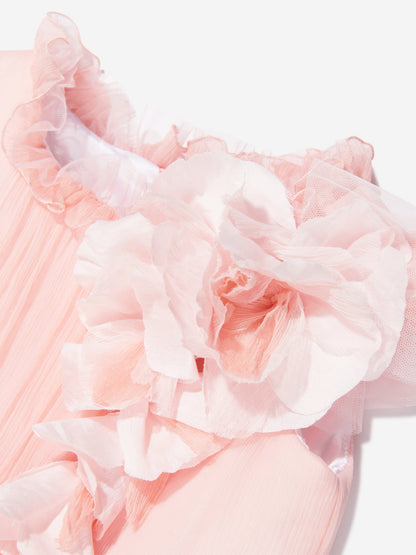Marchesa 女童花朵缀饰乔其纱礼服（粉色）