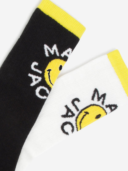 MARC JACOBS 儿童笑脸徽标袜子（黑色）