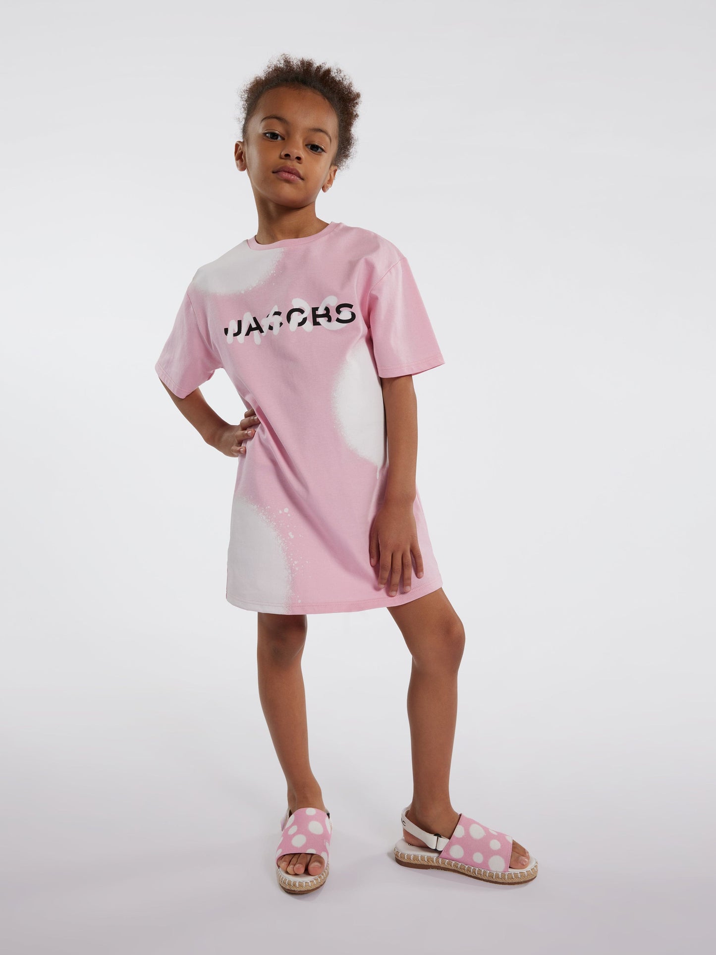 MARC JACOBS 女童露趾帆布鞋（粉色）