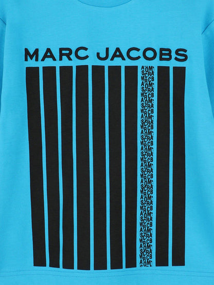 Boys Striped Logo Print T-Shirt in Blue