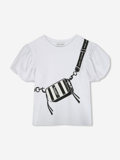 Girls Snapshot Bag Print T-Shirt in White