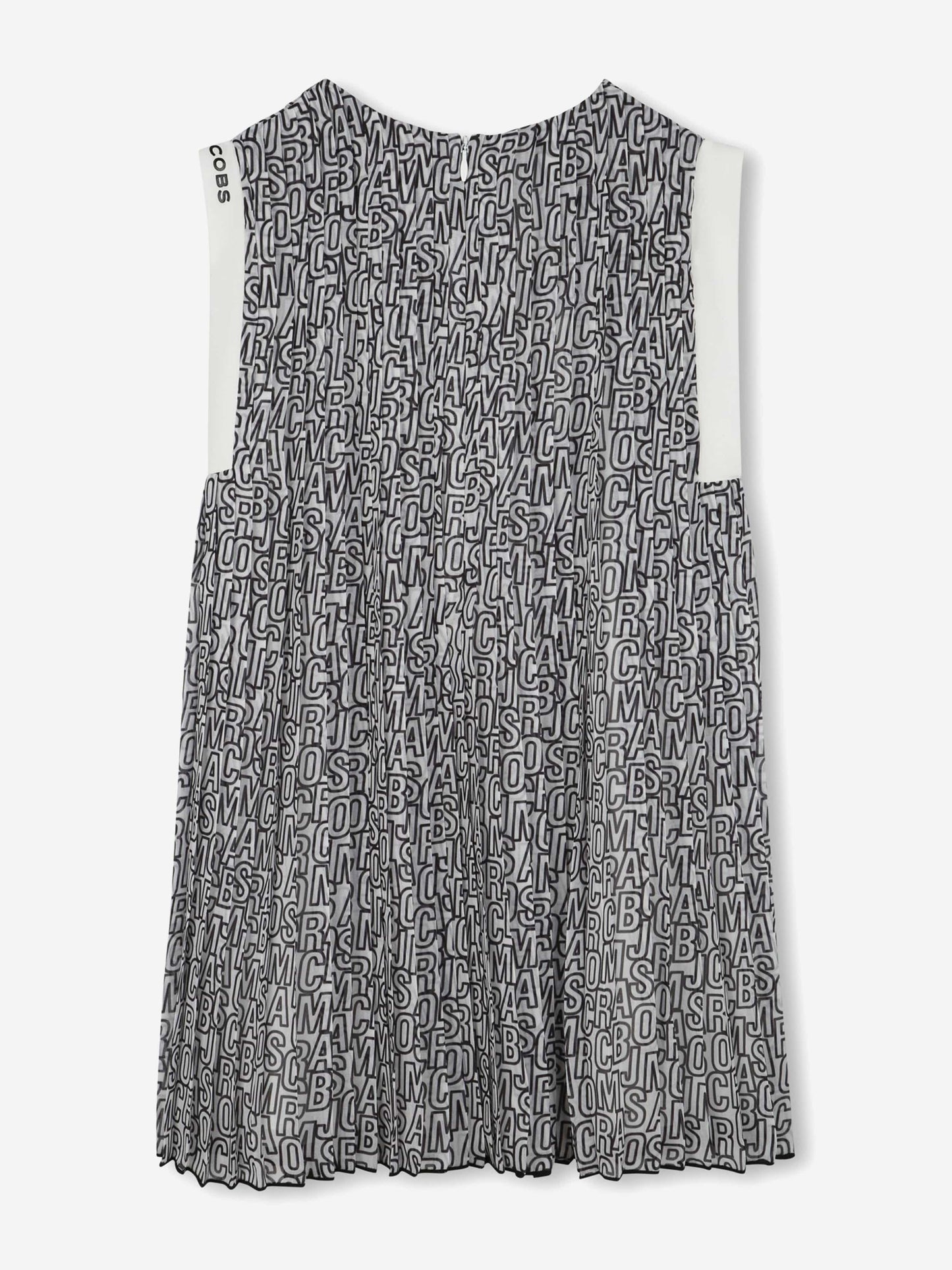 Girls Crepe Pleated Logo Dress in Black