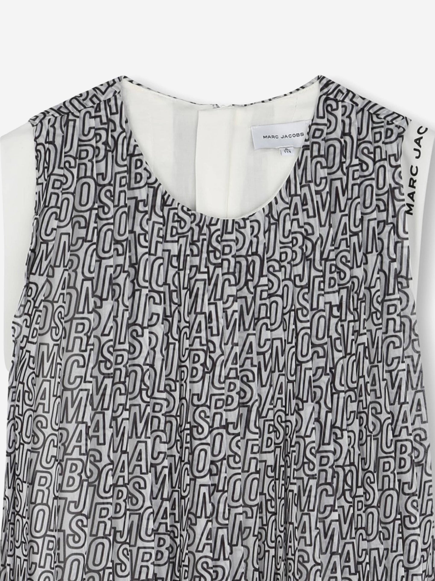 Girls Crepe Pleated Logo Dress in Black